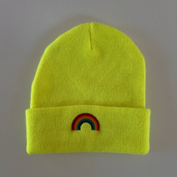 Aviator Nation Beanie Hat Yellow Rainbow - Picture 1 of 3